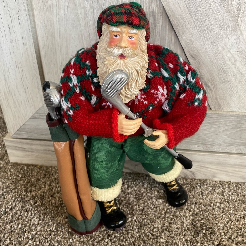 Terry’s Village Golfing Santa Statue Christmas Decor Home Figurine